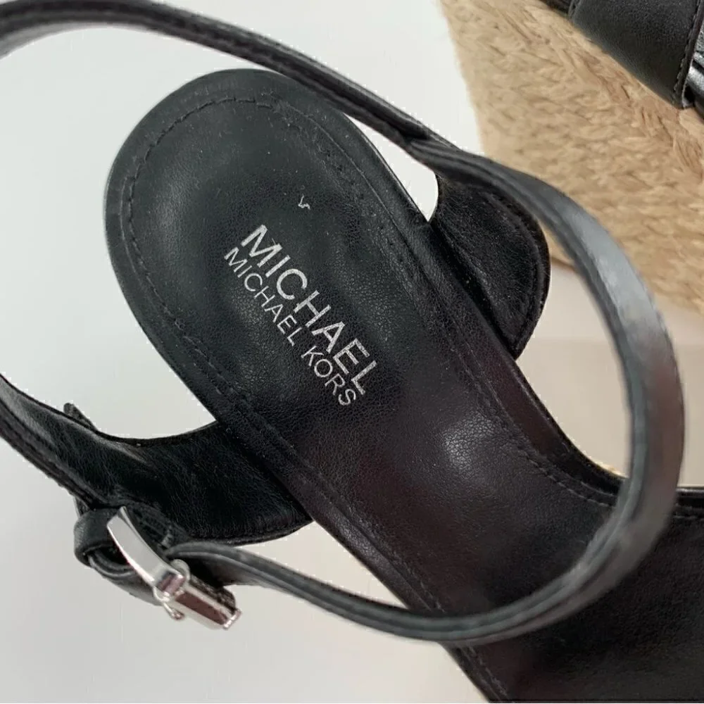 Michael Michael kors sandals 5 35 Jill black white leather platform Espadrilles